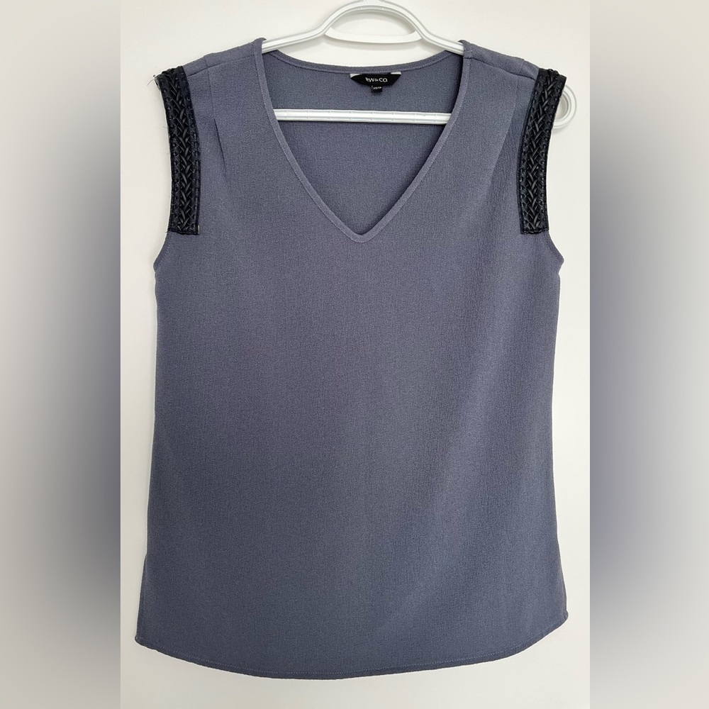RW&CO. blouse with pleather embellishments